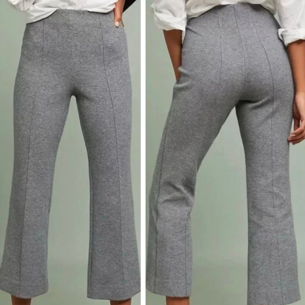 Anthro Cartonnier Cropped Flare Pants Large Womens Gray Comfort Modal Pull On